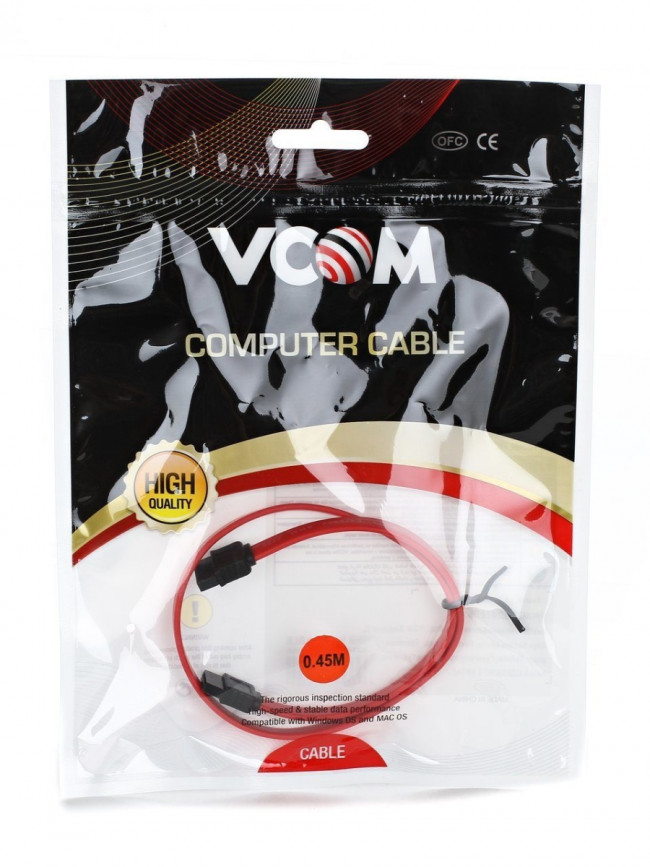 Кабель SATA интерфейсный 45/50см VCOM <VHC7660> Telecom SATA III - SATA III 45м