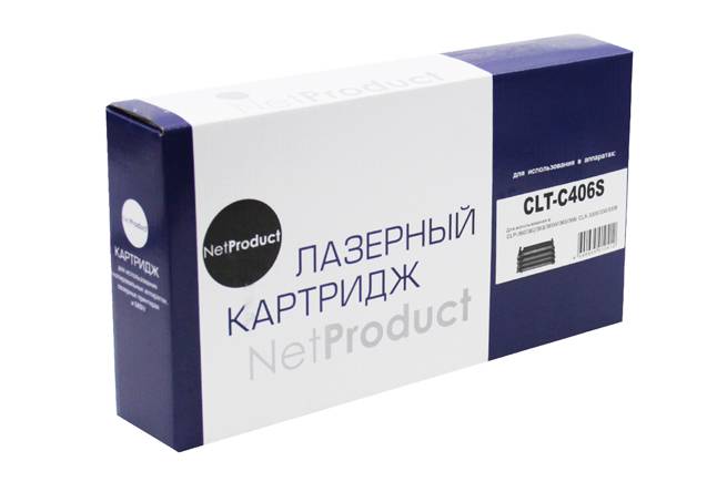Тонер-картридж NetProduct (N-CLT-C406S) для Samsung CLP-360/365/368/CLX-3300/3305, C, 1K — для бизнеса и офиса
