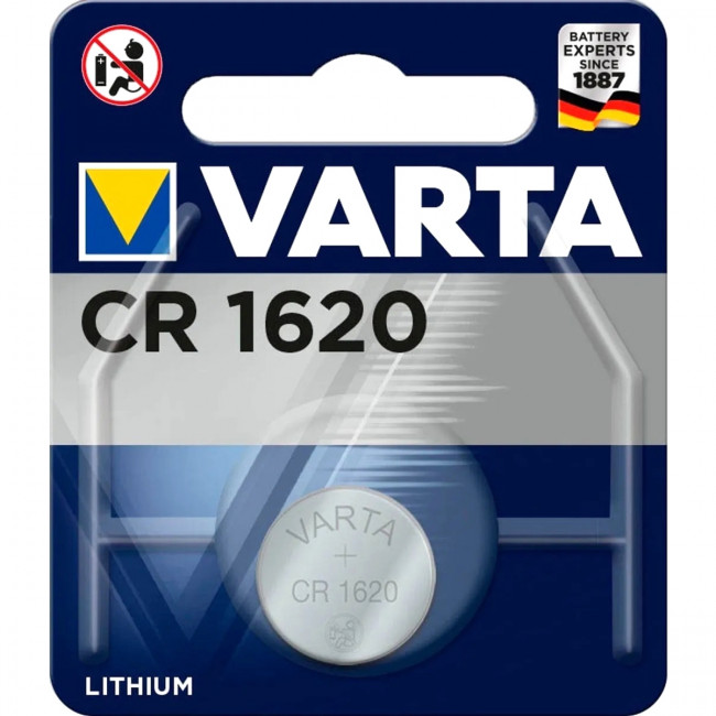 Батарейка Varta ELECTRONICS CR1620 BL1 Lithium 3V (6620) (1/10/100) (1 шт.) Varta PRIMARY LITHIUM CR1620 (06620101401) — для бизнеса и офиса