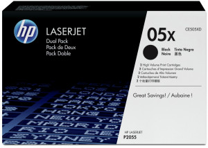 Тонер-картридж набор из 2 шт HP 05X Black Dual Pak LaserJet Toner Cartridge (CE505XD)