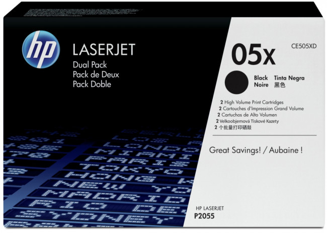 Тонер-картридж набор из 2 шт HP 05X Black Dual Pak LaserJet Toner Cartridge (CE505XD) — для бизнеса и офиса