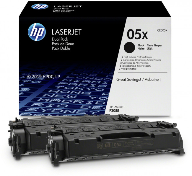 Тонер-картридж набор из 2 шт HP 05X Black Dual Pak LaserJet Toner Cartridge (CE505XD) — для бизнеса и офиса
