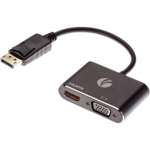 Кабель-переходник DisplayPort(M) ---> HDMI(F)+VGA(F)4K@30Hz VCOM Allum shell<CG640M-0.15> Кабель-переходник VCOM DisplayPort M/HDMI F/VGA F (CG640M-0.15)