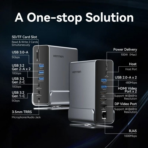 Мультифункциональная док-станция Vention USB Type C 15 в 1 Vention TPUH0