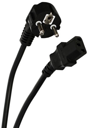 Кабель компьютер --> розетка 220V ( угловая Евровилка) <VDE> 3G*1mm2 VCOM <CE021-CU1.0-1.8> , 1,8 м VCOM CE021 CU 1.0 EURO