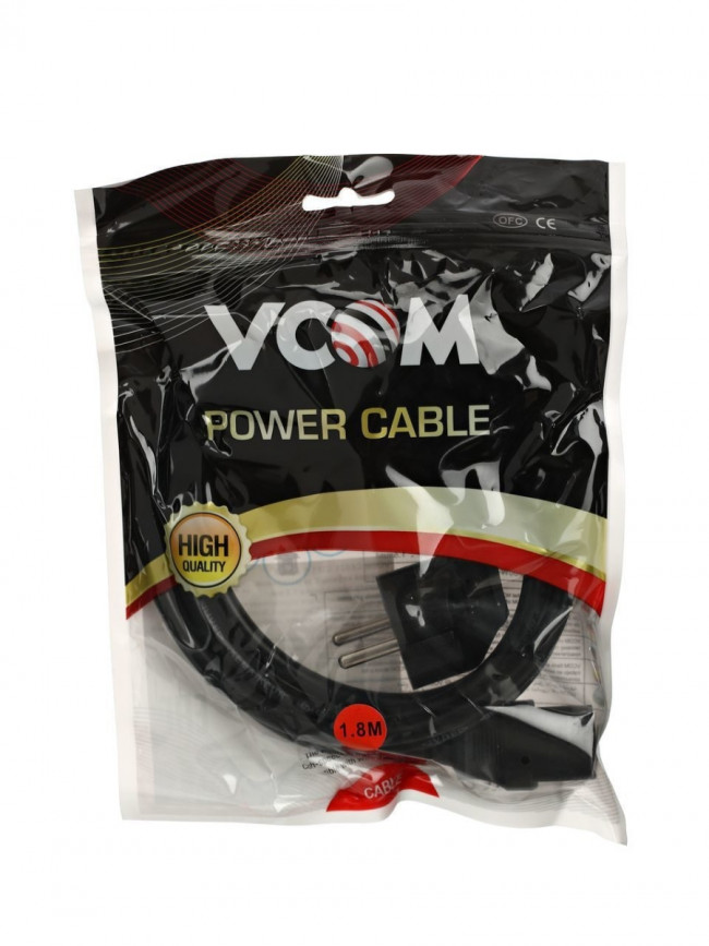 Кабель компьютер --> розетка 220V ( угловая Евровилка) <VDE> 3G*1mm2 VCOM <CE021-CU1.0-1.8> , 1,8 м VCOM CE021 CU 1.0 EURO