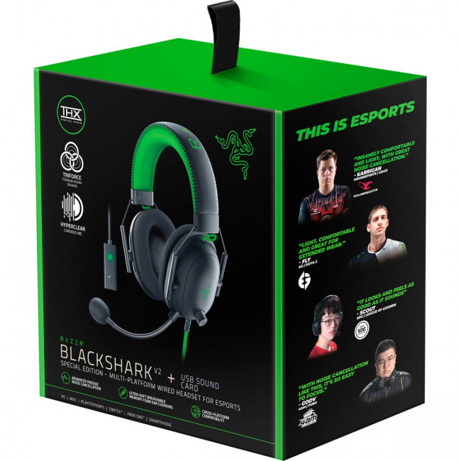 Razer Гарнитура Razer Blackshark V2 + USB Mic Enhancer - SE Razer Blackshark V2 Special Edition (RZ04-03230200-R3M1) — для бизнеса и офиса