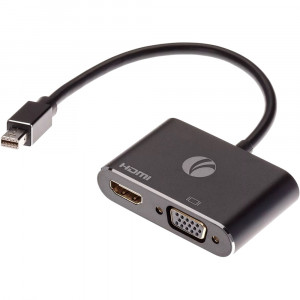 Кабель-переходник miniDisplayPort(M) ---> HDMI(F)+VGA(F)4K@30Hz VCOM Allum shell<CG646M-0.15> Кабель-переходник VCOM Mini DisplayPort M/HDMI F/VGA F (CG646M-0.15)