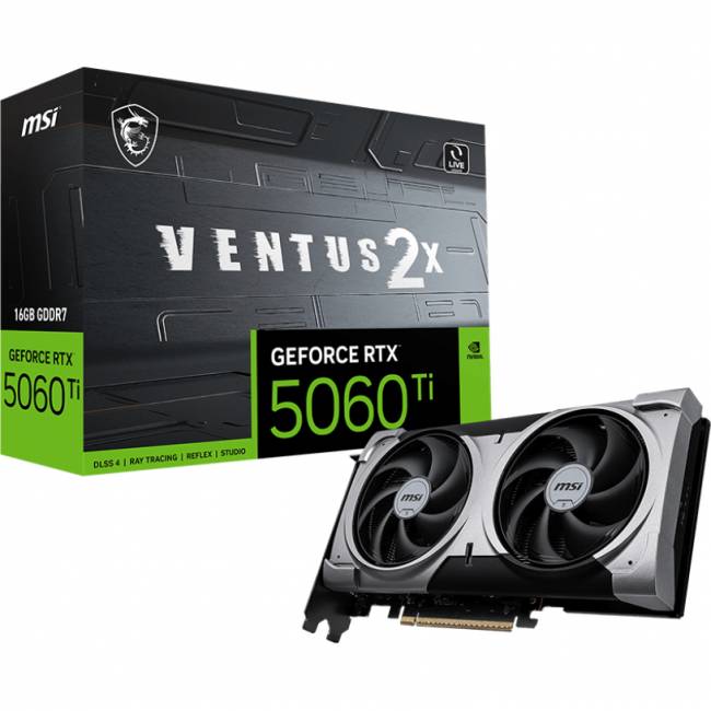 Видеокарта MSI GeForce RTX 5060 Ti 16G VENTUS 2X PLUS — для бизнеса и офиса Видеокарта MSI GeForce RTX 5060 Ti 16G VENTUS 2X PLUS — для бизнеса и офиса