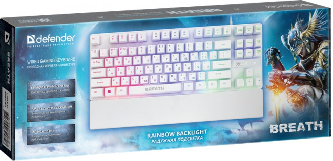 Defender Проводная игровая клавиатура Breath GK-184 RU, белый,радужная,87кнопок Defender 45184 — для бизнеса и офиса