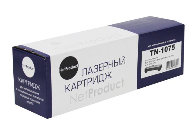 Тонер-картридж NetProduct (N-TN-1075) для Brother HL-1110R/1112R/DCP-1510R/MFC-1810R, 1K — для бизнеса и офиса