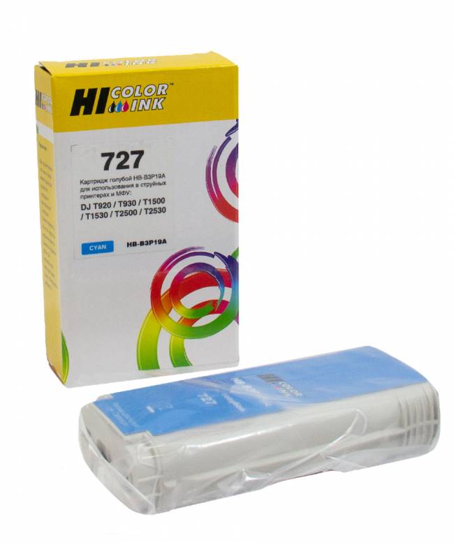 Картридж Hi-Black (B3P19A) для HP DJ T920/T1500, Cyan, №727, 130 мл — для бизнеса и офиса