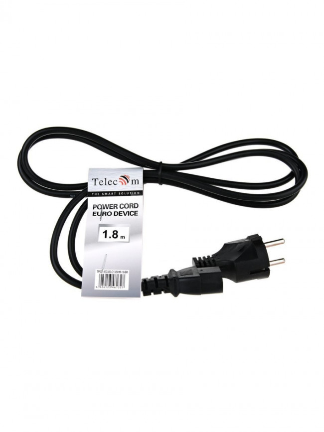 Кабель компьютер - розетка 220V <1.8м> (Европейский стандарт)  <TP021-1.8-BK> Telecom TP021-1.8-BK