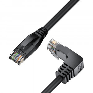 GCR Патч-корд прямой 15.0m UTP кат.5e, черный, верхний угол, литой, ethernet high speed, RJ45, T568B Greenconnect GCR-53938