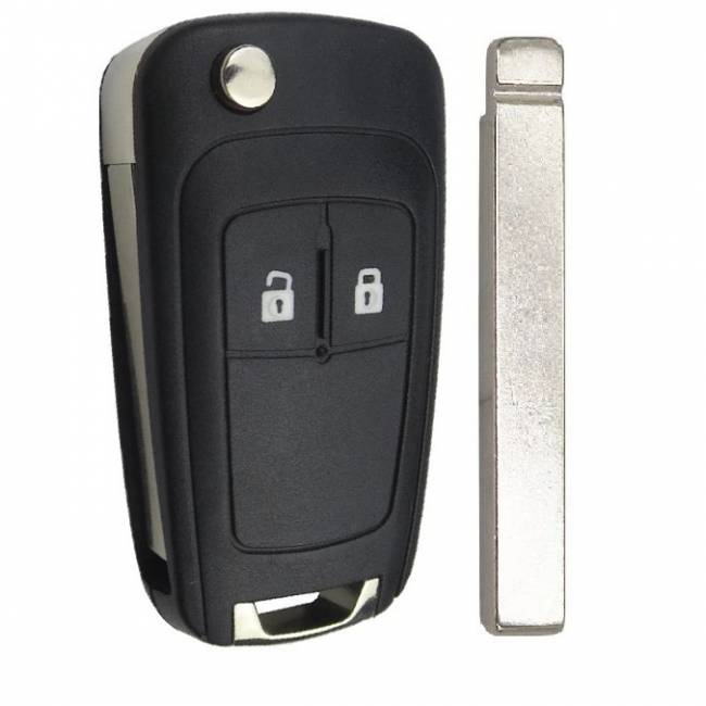 Корпус выкидного ключа CHEVROLET, OPEL 2 кнопки OP-11 HU100, без лого — для бизнеса и офиса