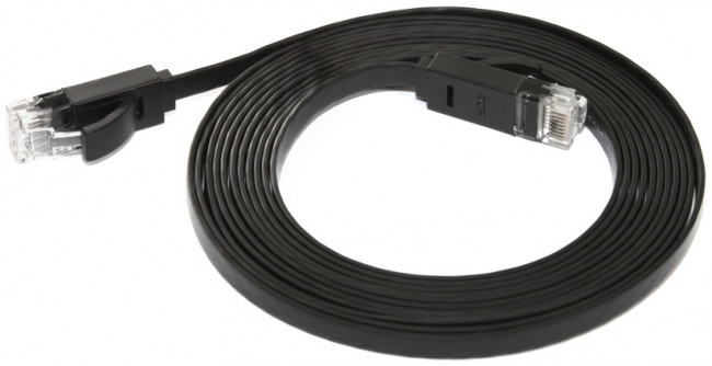 Greenconnect Патч-корд PROF плоский прямой 20.0m, UTP медь кат.6, черный, позолоченные контакты, 30 AWG, GCR-LNC616-20.0m, ethernet high speed 10 Гбит/с, RJ45, T568B Greenconnect RJ45(m) - RJ45(m) Cat. 6 U/UTP PVC 20м чёрный