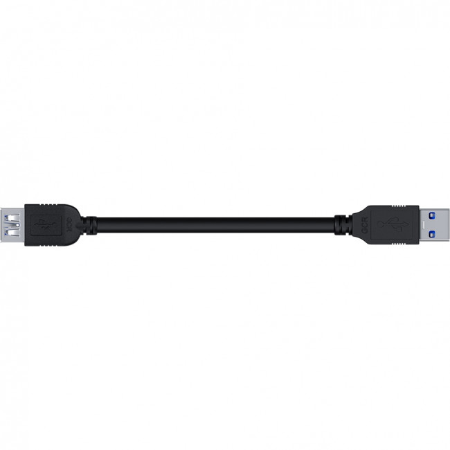 GCR Удлинитель 0.5m USB 3.0 (USB 3.2 Gen 1), AM/AF, 5 Гбит/с, черный Удлинитель Greenconnect 0.5 м (GCR-52700)