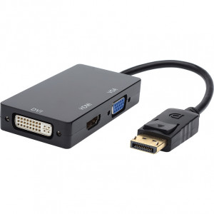 Переходник 0.1 m DisplayPort(m) <=> HDMI, VGA, DVI Переходник Atcom DisplayPort M/HDMI+VGA+DVI (AT6854)