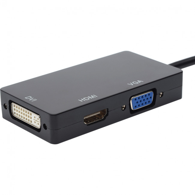 Переходник 0.1 m DisplayPort(m) <=> HDMI, VGA, DVI Переходник Atcom DisplayPort M/HDMI+VGA+DVI (AT6854) — для бизнеса и офиса