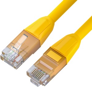 GCR Патч-корд прямой 3.0m LSZH UTP кат.6, желтый, 24 AWG, литой без фиксатора, ethernet high speed, RJ45, T568B Greenconnect RJ45(m) - RJ45(m) Cat. 6 U/UTP LSZH 3м