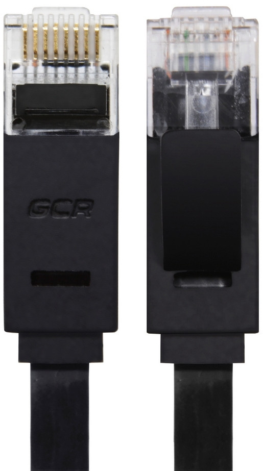 Greenconnect Патч-корд PROF плоский прямой 5.0m, UTP медь кат.6, черный, позолоченные контакты, 30 AWG, GCR-LNC616-5.0m, ethernet high speed 10 Гбит/с, RJ45, T568B Greenconnect RJ45(m) - RJ45(m) Cat. 6 U/UTP PVC 5м чёрный — для бизнеса и офиса