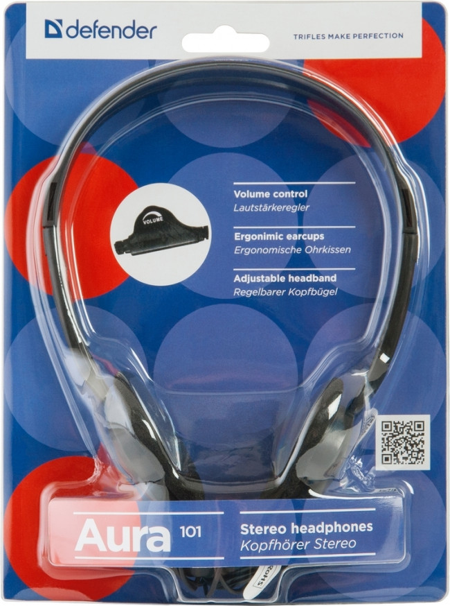 Defender Наушники накладные Aura 101 черный, кабель 1,8 м Defender Aura 101
