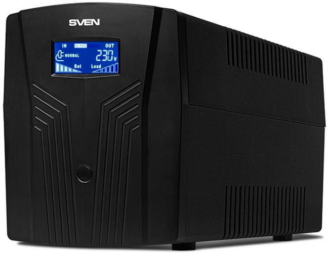 ИБП SVEN Pro 1500 (LCD, USB), линейно-интерактивный, автоматический стабилизатор напряжения, 1500Вт, 900Ва, 3 евророзетки, USB, RJ-45, черный, габариты 140?350?175мм, 10кг. Sven UPS Pro 1500