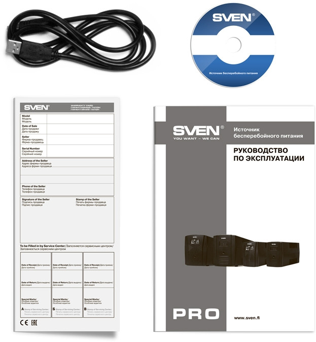 ИБП SVEN Pro 1500 (LCD, USB), линейно-интерактивный, автоматический стабилизатор напряжения, 1500Вт, 900Ва, 3 евророзетки, USB, RJ-45, черный, габариты 140?350?175мм, 10кг. Sven UPS Pro 1500