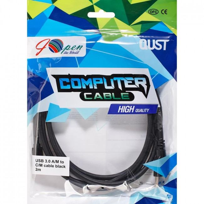 Кабель-адаптер USB 3.1 Type-Cm --> USB 3.0 Am, 2м iOpen (Aopen/Qust) <ACU401-2M> Кабель-переходник AOpen/Qust USB 3.1 Type C M/USB 3.0 Type A M (ACU401-2M)