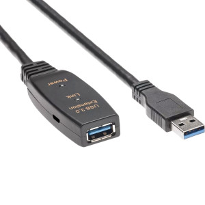 Кабель-адаптер USB3.0-repeater, удлинительный активный <Am-->Af> 15м Aopen/qust<ACU827A-15M> Кабель AOpen 15 м (ACU827A-15M)