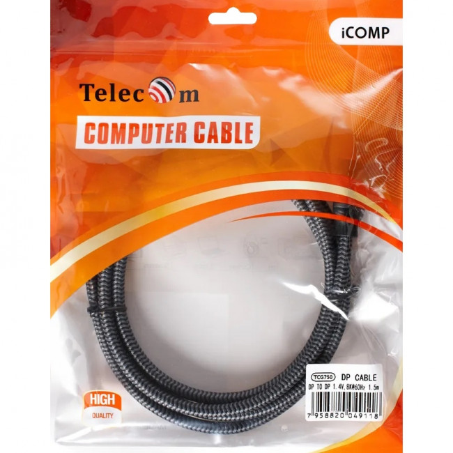 Кабель соединительный DP-DP 1.4V 8K@60Hz  1.5м, Telecom Pro <TCG750-1.5M> Кабель Telecom DisplayPort (m)/DisplayPort (m) - 1.5 м (TCG750-1.5M)