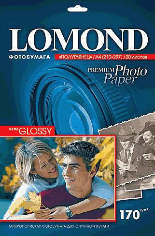 Фотобумага Lomond полуглянцевая (1101305), Semi Glossy, A4, 170 г/м2, 20 л. — для бизнеса и офиса