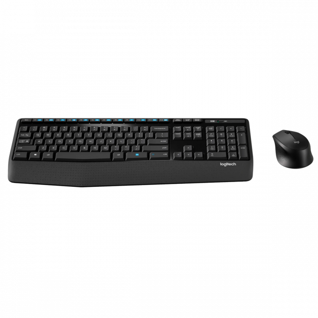 Комплект (клавиатура + мышь) Logitech Wireless Desktop MK345 Combo Black Retail — для бизнеса и офиса Комплект (клавиатура + мышь) Logitech Wireless Desktop MK345 Combo Black Retail — для бизнеса и офиса