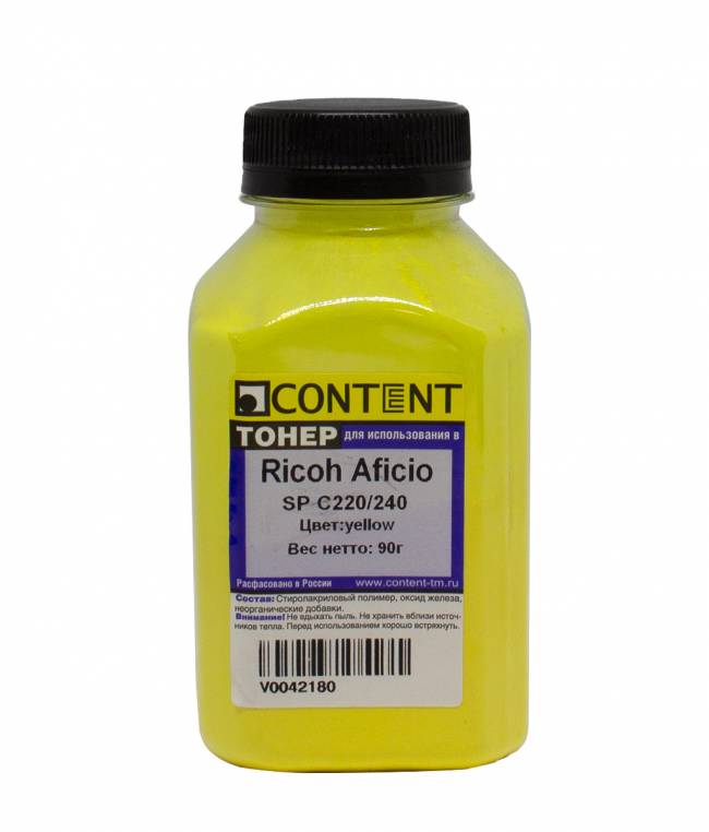 Тонер Content для Ricoh Aficio SP C220/240, Y, 90 г, банка — для бизнеса и офиса