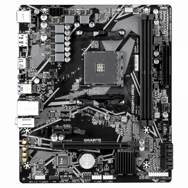 Материнская плата GIGABYTE A520M H ARGB — для бизнеса и офиса Материнская плата GIGABYTE A520M H ARGB — для бизнеса и офиса