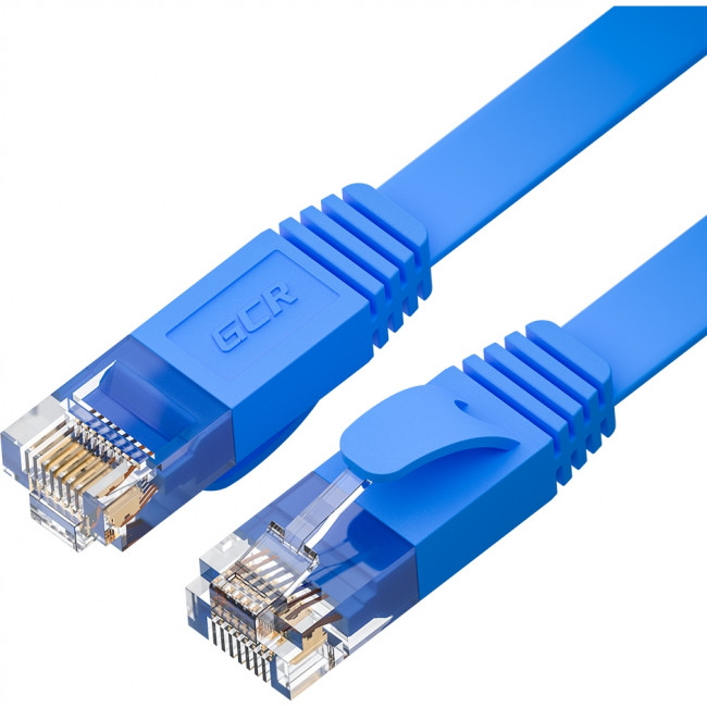 GCR Патч-корд PROF плоский прямой 5.0m, UTP медь кат.6, синий, 30 AWG, ethernet high speed 10 Гбит/с, RJ45, T568B, GCR-52873 Greenconnect GCR-52873 — для бизнеса и офиса