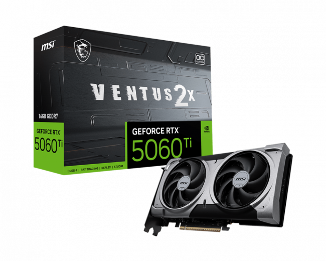 Видеокарта MSI GeForce RTX 5060 Ti 16G VENTUS 2X OC PLUS — для бизнеса и офиса