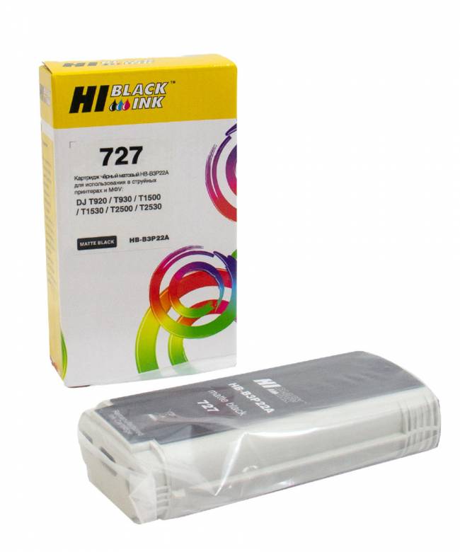 Картридж Hi-Black (B3P22A) для HP DJ T920/T1500, Mattblack, №727, 130 мл — для бизнеса и офиса