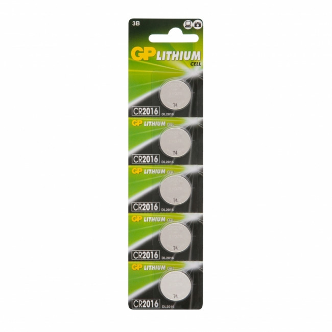Литиевые дисковые батарейки GP Lithium CR2016 - 5 шт., каждая в своем отрывном блистере GP Lithium CR2016 (4891199001123)