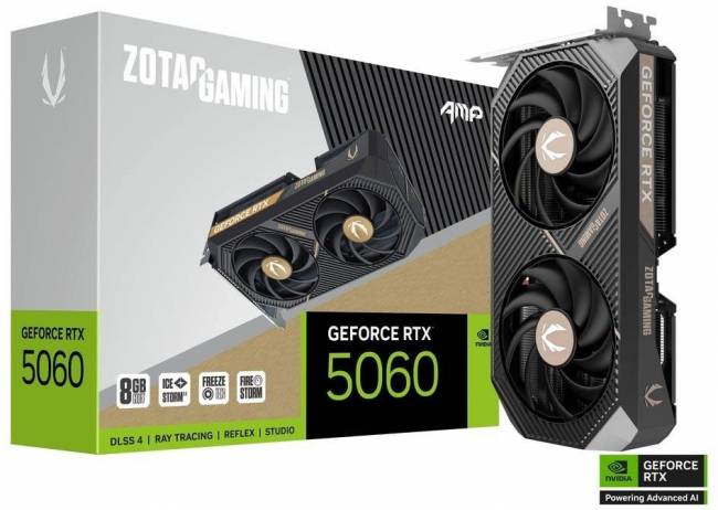Видеокарта Zotac GAMING GeForce RTX 5060 AMP 8Gb (ZT-B50600F-10M) — для бизнеса и офиса