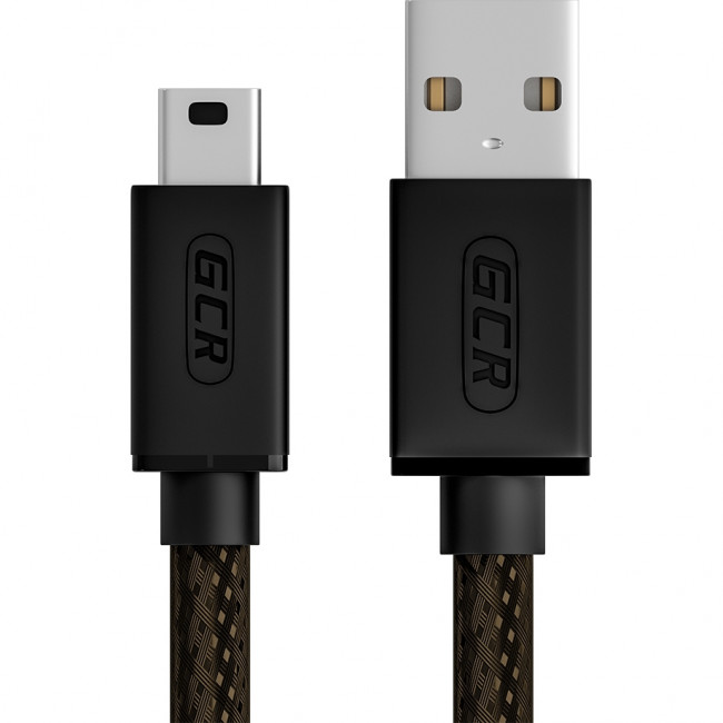 GCR Кабель PROF 3.0m USB 2.0, AM/mini 5P, черно-прозрачный, 28/24 AWG, экран, армированный, морозостойкий, GCR-50798 Кабель Greenconnect 3 м (GCR-50798) — для бизнеса и офиса