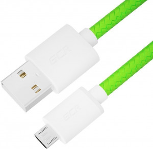 GCR Кабель 0.5m MicroUSB, быстрая зарядка, салатовый нейлон, GCR-54980 Greenconnect GCR-54980