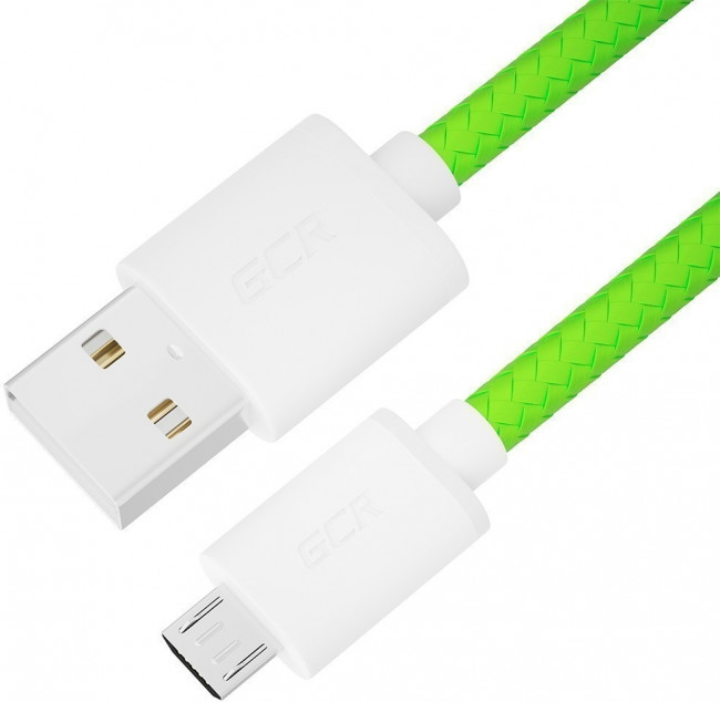 GCR Кабель 0.5m MicroUSB, быстрая зарядка, салатовый нейлон, GCR-54980 Greenconnect GCR-54980 — для бизнеса и офиса