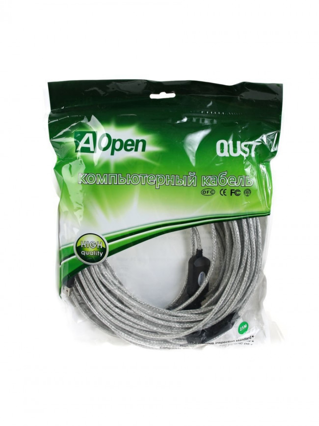 Кабель-адаптер USB2.0-repeater, удлинительный активный <Am-->Af> 25м Aopen<ACU823-25M> VCOM USB 2.0 Type-AM - USB 2.0 Type-AF 25м