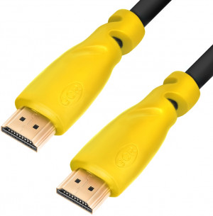 Greenconnect Кабель 1.0m HDMI версия 2.0, HDR 4:2:2, Ultra HD, 4K 60 fps 60Hz/5K*30Hz, 3D, AUDIO, 18.0 Гбит/с, 28/28 AWG, OD7.3mm, тройной экран, черный, желтые коннекторы, GCR-HM341-1.0m Greenconnect HDMI (m) - HDMI (m) 1м