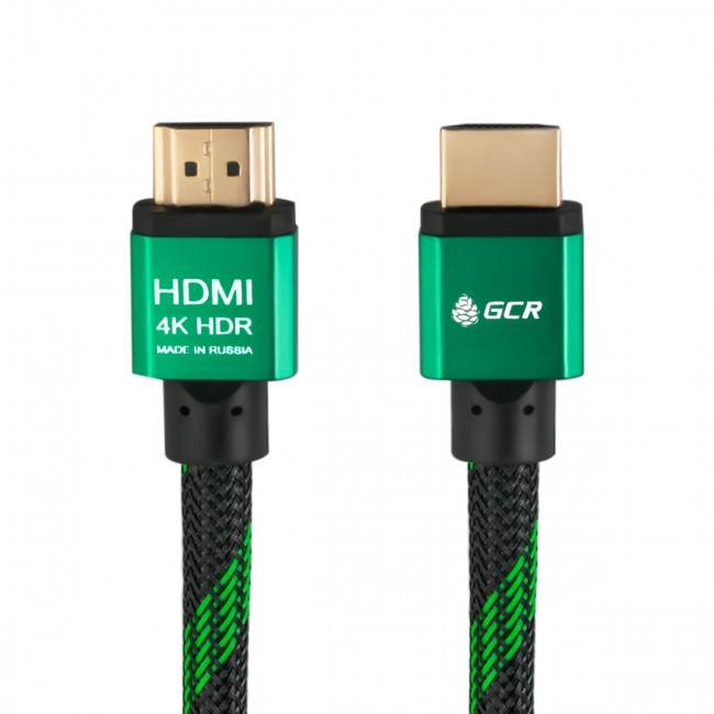 Greenconnect Кабель 1.0m HDMI версия 2.0, HDR 4:2:2, Ultra HD, 4K 60 fps 60Hz/5K*30Hz, 3D, AUDIO, 18.0 Гбит/с, 28/28 AWG, OD7.3mm, тройной экран, BICOLOR нейлон, AL корпус зеленый, GCR-51485 Greenconnect HDMI (m) - HDMI (m) 1м