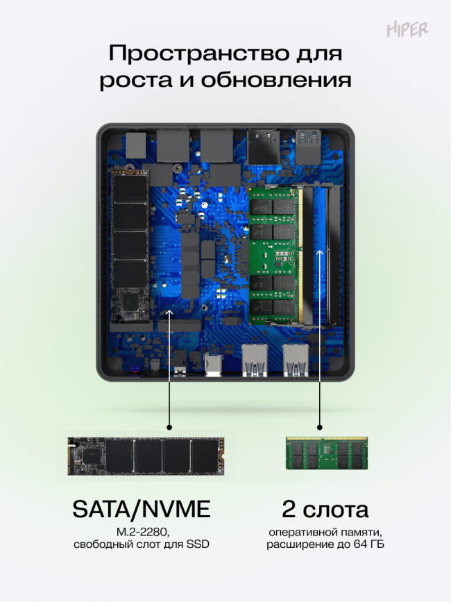 Неттоп Hiper Factum FN2 (FN2-i31315R8N2I6BWP) — для бизнеса и офиса Неттоп Hiper Factum FN2 (FN2-i31315R8N2I6BWP) — для бизнеса и офиса