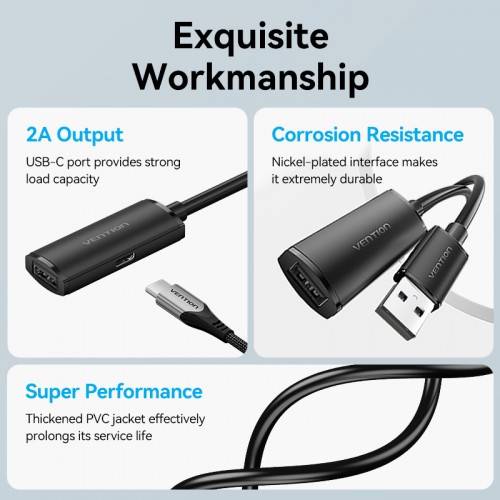 Активный кабель-удлинитель Vention USB 2.0 AM/AF с усилителем - 15м Черный Vention CBKBN — для бизнеса и офиса