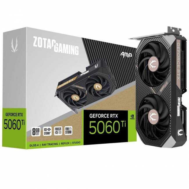 Видеокарта Zotac GAMING GeForce RTX 5060 Ti AMP 8Gb (ZT-B50610F-10M) — для бизнеса и офиса