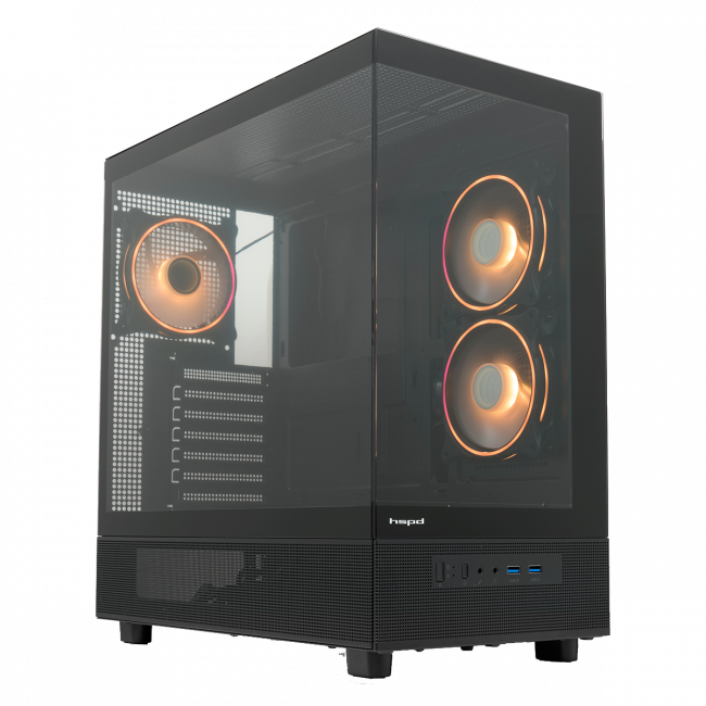 Корпус без блока питания HSPD F710-TGBK-ARGB — для бизнеса и офиса